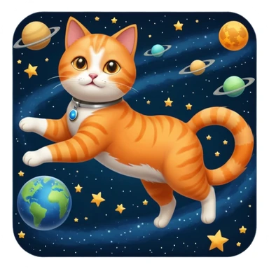 Cat flying in space  sticker