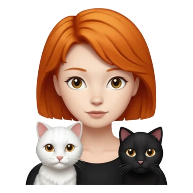 white big cat and a black small cat and a ginger woman short hair  sticker