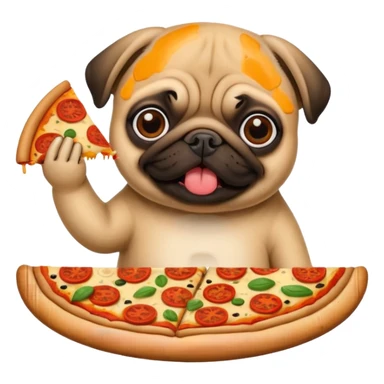 pug eating pizza  sticker