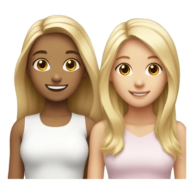 smiling girls with blonde hair girl on left has brown hair sticker