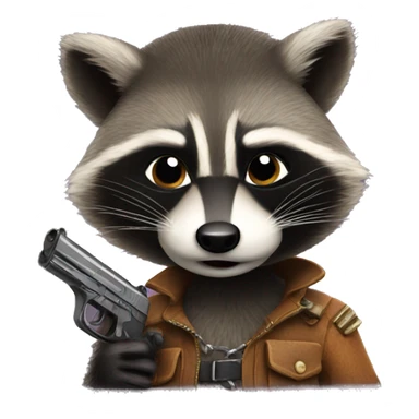 Raccoon with pistol sticker