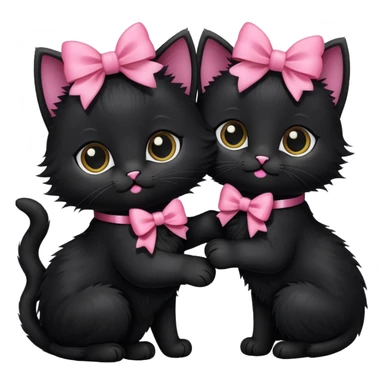 Two black kittens. One is wearing a black bow and one with a pink bow. sticker