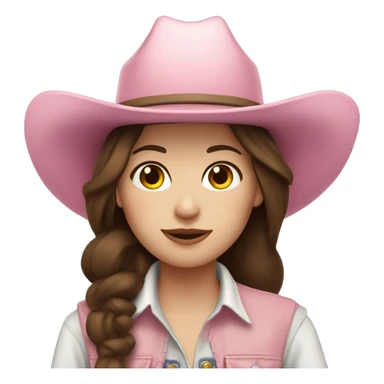 cowgirl, brunette hair, pale skin, pink hat sticker