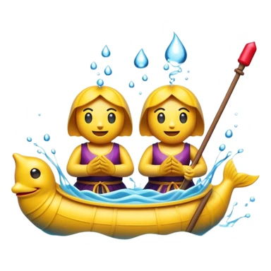 Cinematic Realistic Water Puppetry Pop Culture Emoji, depicted as a whimsical scene of traditional water puppetry rendered with dynamic textures and playful lighting. sticker