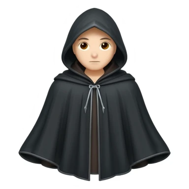 hooded cloak object icon, dark fabric cloak with deep hood, fantasy style, soft folds, 3D cartoon, mobile game icon style, centered, clean background, soft shadow, no text, no watermark
 
 sticker