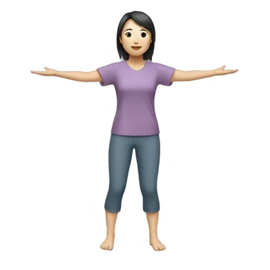 Asian woman (full body) (raising arms) (legs feet) sticker