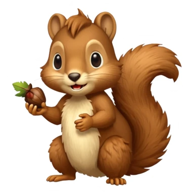 saber-toothed squirrel character with acorn, full body sticker