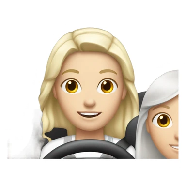 3 white girls driving  sticker