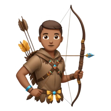 The classic hunter image with a bow and arrow on his back, dressed in brown with some animal made decorations sticker