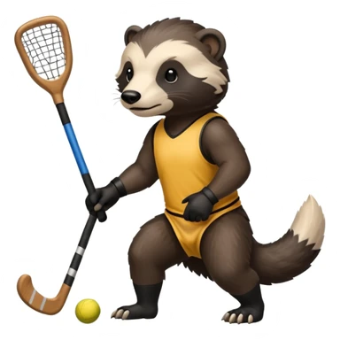 Honey badger playing feild hockey sticker