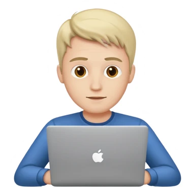 man work to laptop sticker