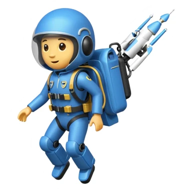 Erstelle mir einen Fallschirmspringer im emoji style mit einem Motor hinten dran  sticker