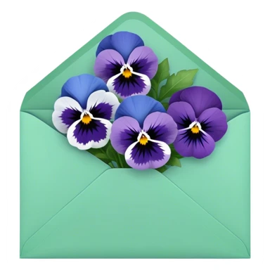aesthetic blue colour pansies placed in green  a aesthetic envelope  sticker