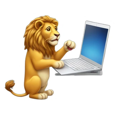 lion working with labtop sticker