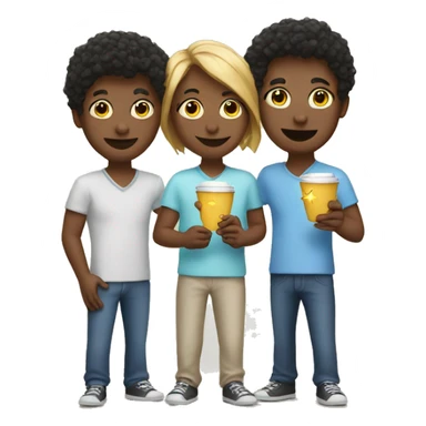 Three friends holding a cup containing diamonds sticker