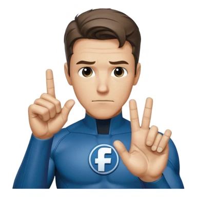 Reed Richard’s from the Fantastic 4 holding up 4 fingers thumb down out in front of himself  sticker