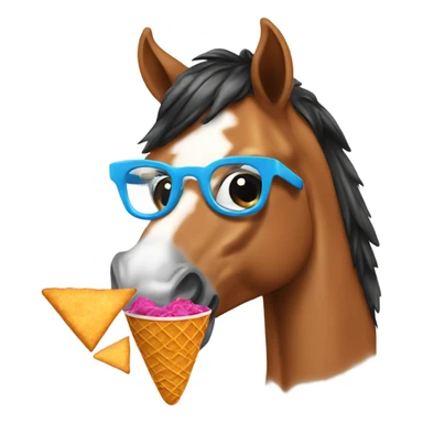 a horse eating doritos and ice cream with glasses sticker