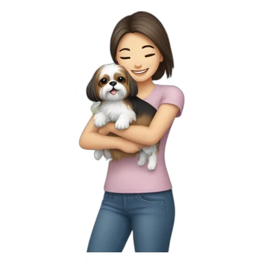 girl carrying happy Shih Tzu sticker
