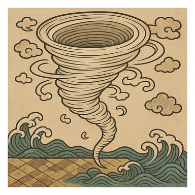 ukiyo-e style whirlwind sticker
