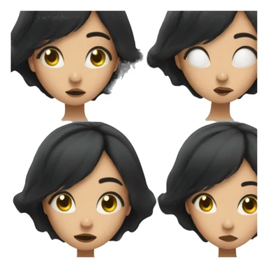 Girl with black hair side eying while smoke comes out of her mouth  sticker