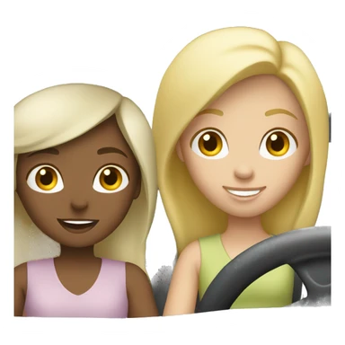two caucasian blonde girls driving a gray truck sticker