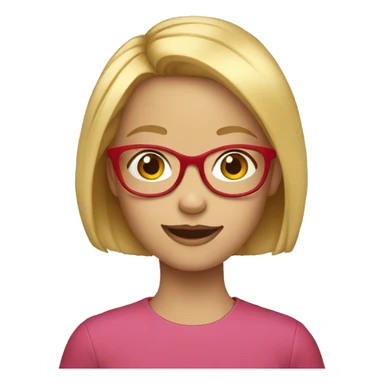 Make an emoji of a 10 year old girl with red glasses and blonde hair  sticker
