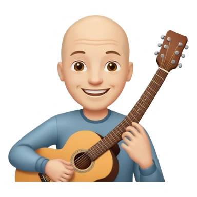 bald guy with a guitar sticker