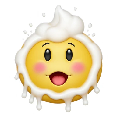 yellow smiley face with eyes up and mouth open, Vomiting white foam sticker