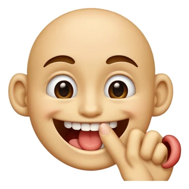 Smile face biting a finger sticker