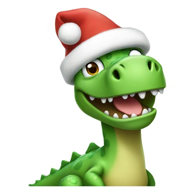 Happy green dinosaur wearing a Santa hat  sticker
