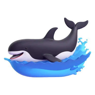 orca swimming with black and white Nike sneakers visible, energetic, simple background sticker