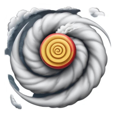 tornado, top down side view, apple style emoji, swirling clouds, dramatic spiral sticker