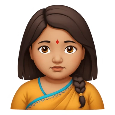 A north eastern brown (indian ) girl who is chubby but cute and her hair is mid length and her eyes are a little downturned sticker