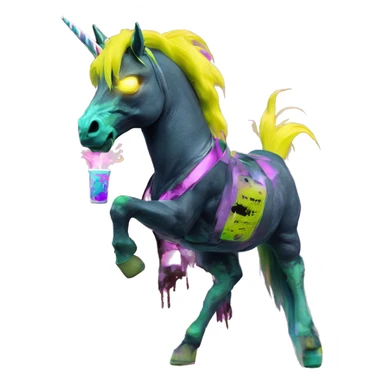 .Zombie_ Vaporwave black holographic oilslick zombie unicorn smoking vaping vape yellow caution tape  sticker