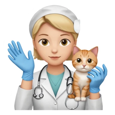 veterinarian examining a cat sticker