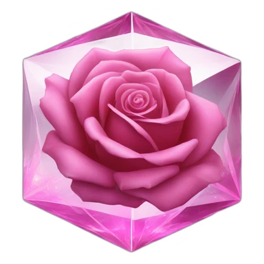 Pink Rose in shiny glass octahedron sticker