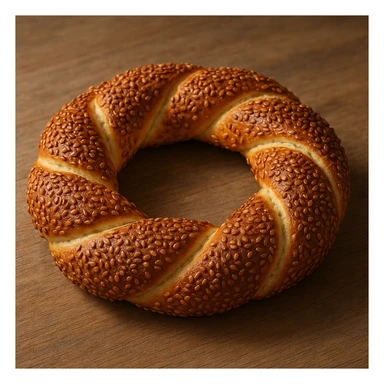 simit, the classic Turkish sesame bagel, 3D realistic style sticker