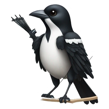 a magpie holding a bow and arrow sticker