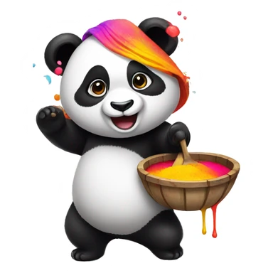 Panda playing holi sticker
