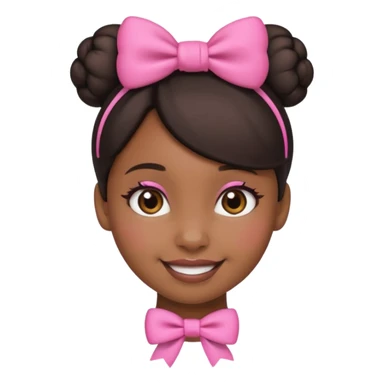 Make a black girl emoji with a bun and a pink bow sticker