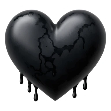 black ink blob heart emoji with ink streaks, isolated on white background, grunge sticker