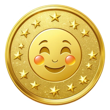 gold coin combined with sparkling glitter, shiny and festive sticker