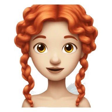a white skin fairy, long red hair and wings sticker