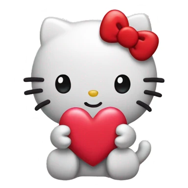 hello kitty with a heart hand  sticker