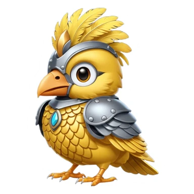 cute toon bird with head armor sticker