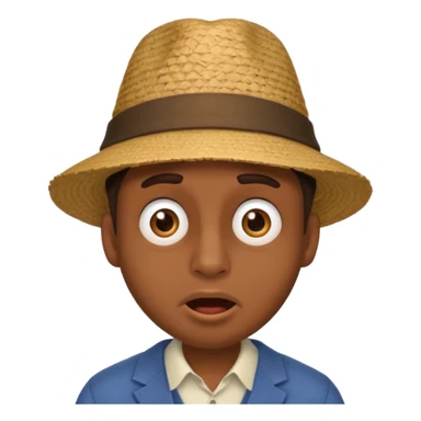 homme créole réunionnais  étonné  avec chapeau sticker