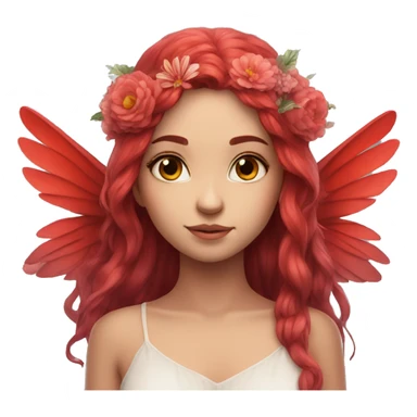 big wings, flower, Beautiful, fairy, red, long hair sticker