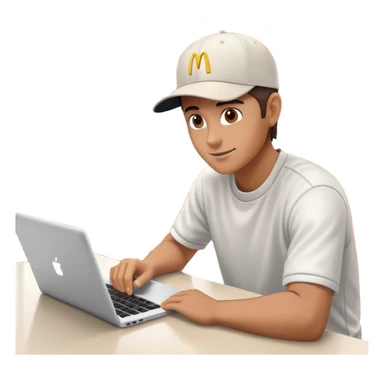 man on laptop in mc donalds restaurant background sticker