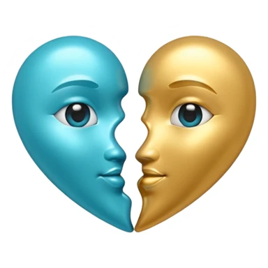 Gold and cyan heart kiss sticker