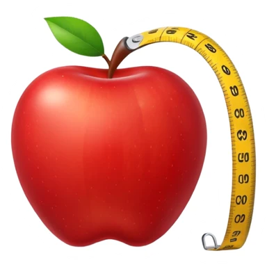 apple with a measuring tape sticker